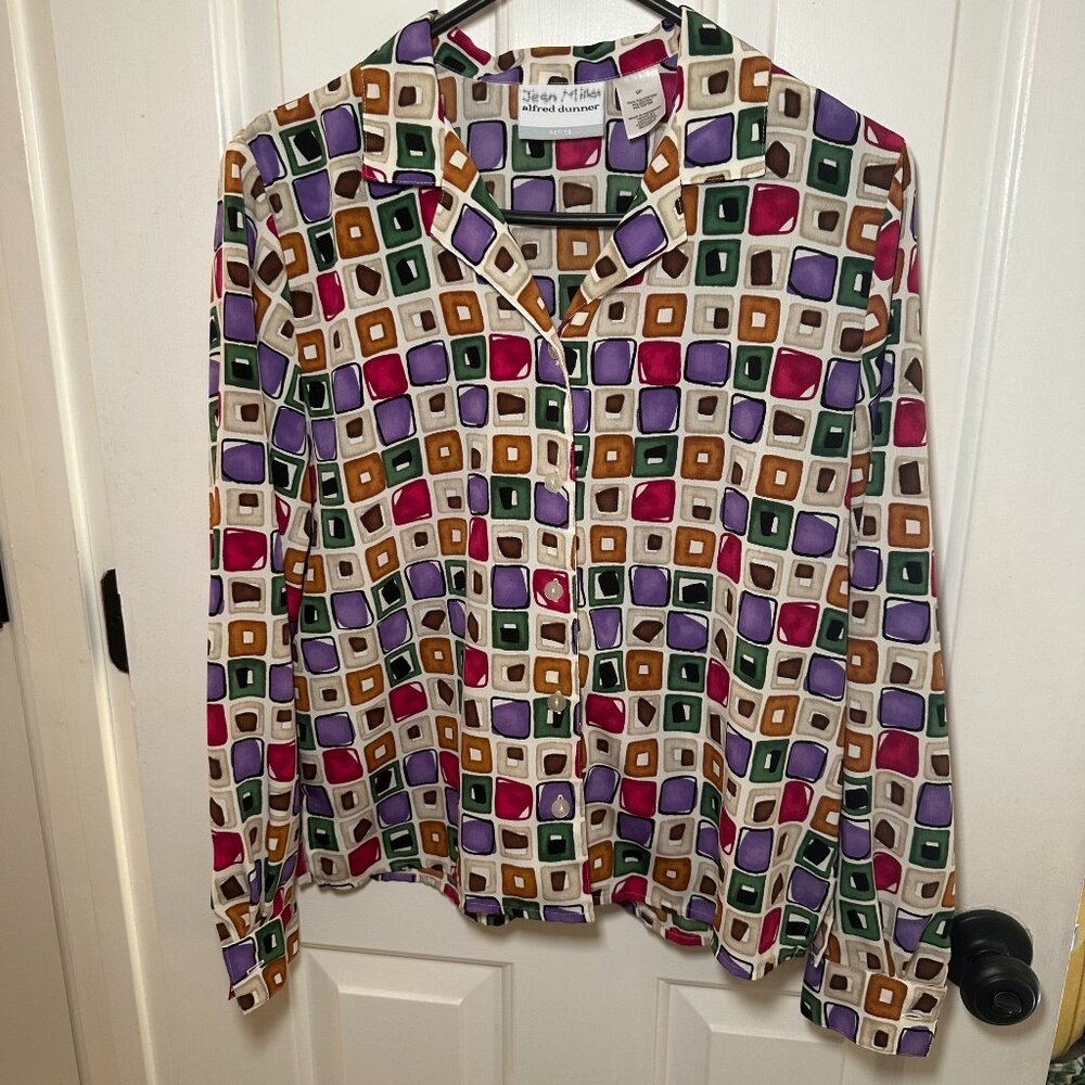 Vintage Alfred Dunner geometric button up blouse